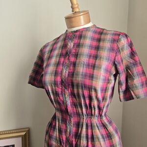 Plaid Short Sleeve Dress